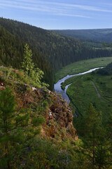 Fototapeta na wymiar Summer panorama of the Irgina river valley
