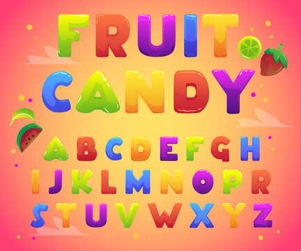 Vector colorful banner with sweet candy english alphabet for preschools.