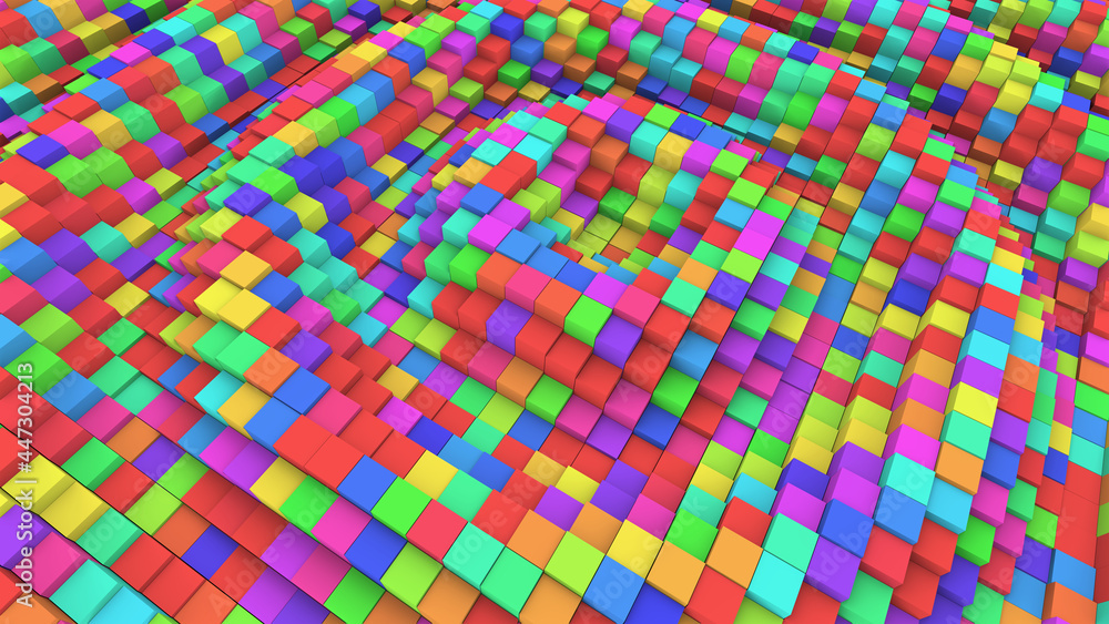 Aufkleber abstract 3d render of the colorful cubic surface as background