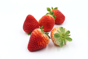 pile of fresh strawberry on white background