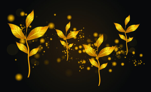 Vector Image Illustration of Gold leaf wreath, Bay Laurel Silver, silver laurel, Gold frame
