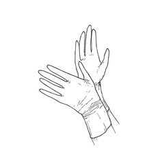 Hand Drawn Medical Gloves Vector Illustration. Virus Protection Doodle Sketch. Isolated