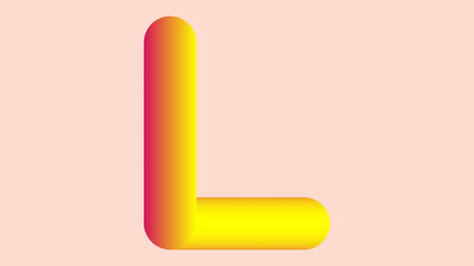 3d gradient letter L pink and yellow ,creative design with pink background