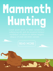 Caveman with primitive weapon spear hunts a mammoth a vector illustration.