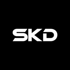 SKD letter logo design with black background in illustrator, vector logo modern alphabet font overlap style. calligraphy designs for logo, Poster, Invitation, etc.