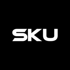 SKU letter logo design with black background in illustrator, vector logo modern alphabet font overlap style. calligraphy designs for logo, Poster, Invitation, etc.