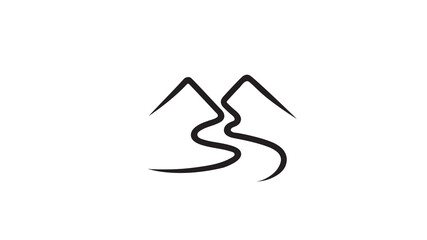 creative mountains river way road logo