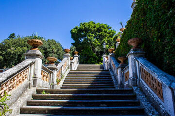 Stairs in Miramare Castle Garden on a Sunny Day
