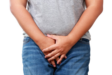 Fat men wear gray shirts and are overweight. have health problems and problems with sexual...