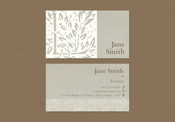 Floral Business Card Layout with Paper Texture Design