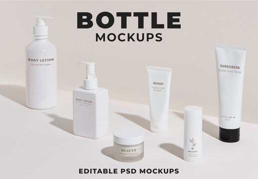White Beauty Products Packaging Mockup Set