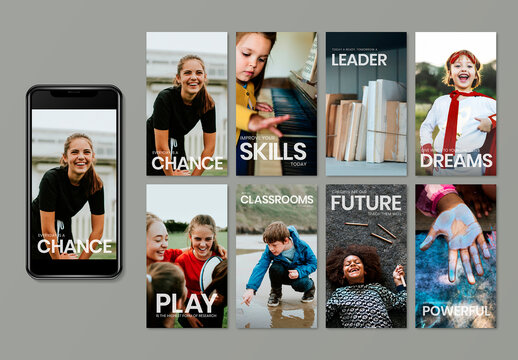 Education Social Media Layout Set with Motivational Text