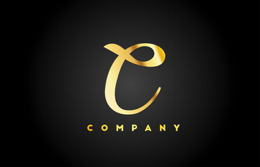gold golden metal C alphabet letter logo icon for branding. Creative company design for corporate and lettering