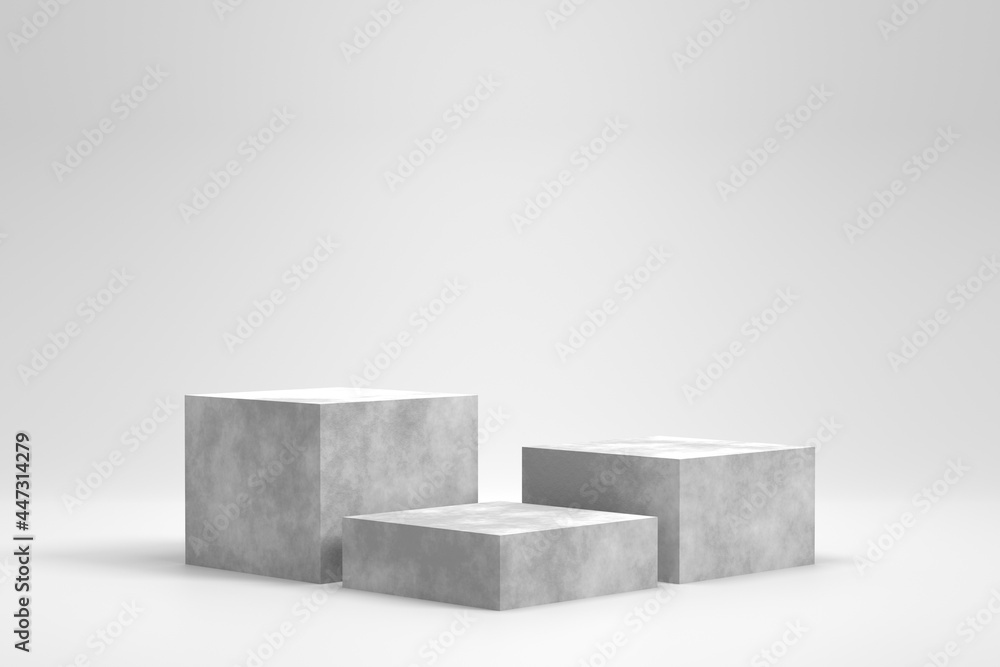 Wall mural product display design with cement texture. 3d rendering.
