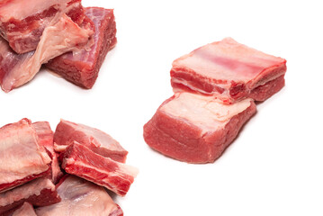 Raw beef ribs isolated on white background.