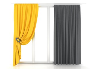 Curtains.Curtains on the window.3d Render Illustration..