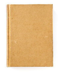 One kraft notebook isolated on white background, top view