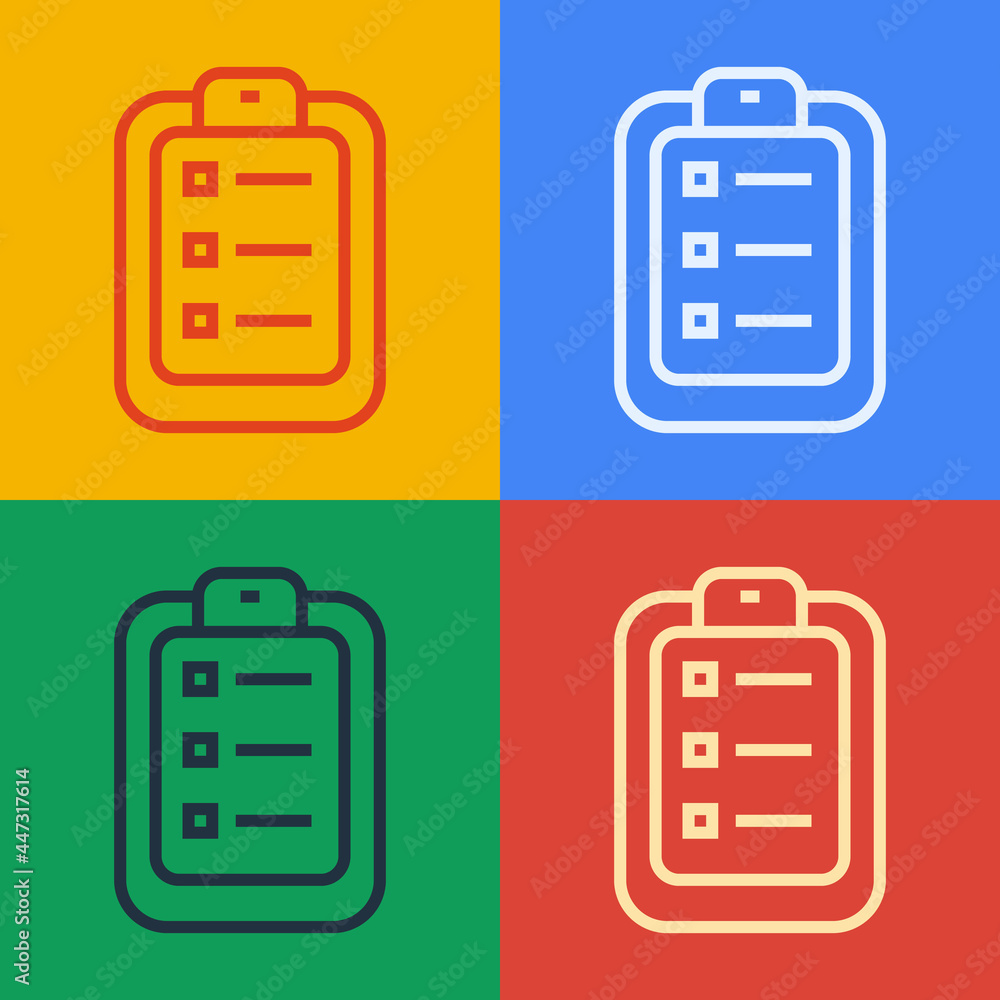 Aufkleber pop art line to do list or planning icon isolated on color background. vector