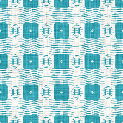 Aegean teal mottled linen nautical texture background. Summer coastal living style home decor. Worn turquoise blue dyed textile seamless pattern.