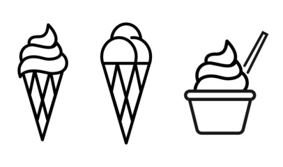 Ice cream outline icons set, simple flat design isolated on white background, vector, illustration.