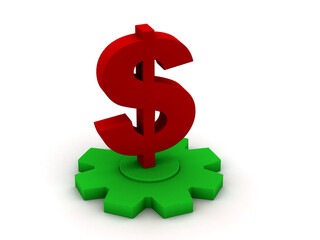 3d dollar sign on gear