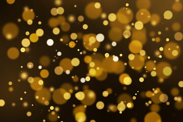 Blurred bokeh light gold abstract background. New year holidays golden decoration concept glitter...
