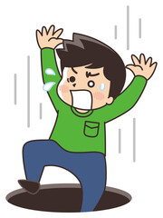 落とし穴に落ちる若い男性