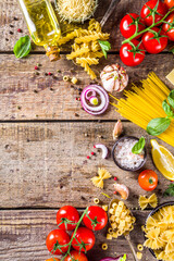 Assortment set of various pasta