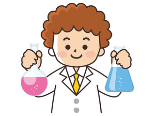 フラスコを持った研究者