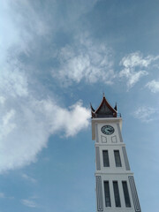 Jam Gadang  clock tower of Bukittinggi. The structure was built in 1926, during the Dutch colonial era, as a gift from Queen Wilhelmina to the city's controleur.