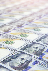 A lot of Money background. Dollars currency notes. Inflation rate. Economic crisis. Сurrency devaluation. Successful business. Close up, soft focus.