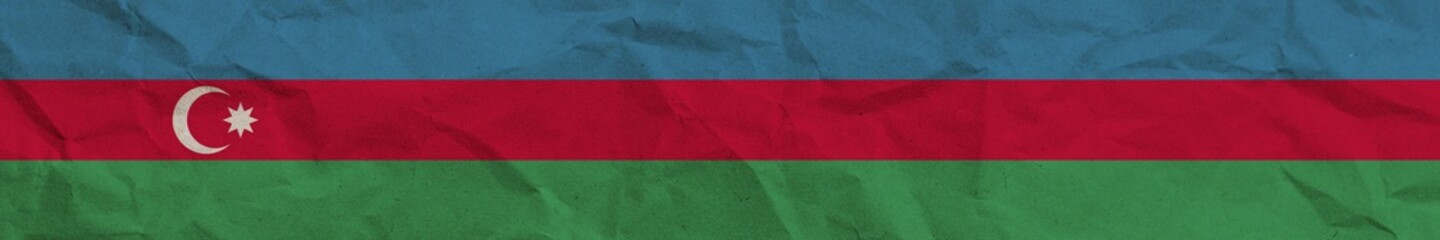 Azerbaijan Long Horizontal Banner Flag Paper Texture Effect Illustration