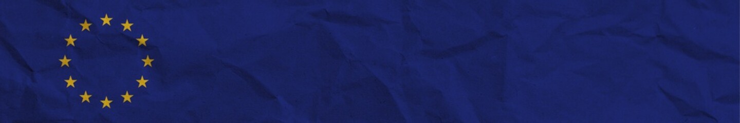 European Union Long Horizontal Banner Flag Paper Texture Effect Illustration