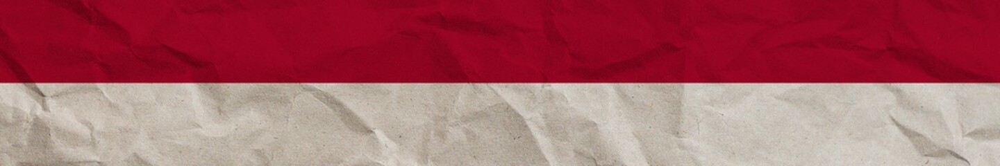 Indonesia Long Horizontal Banner Flag Paper Texture Effect Illustration