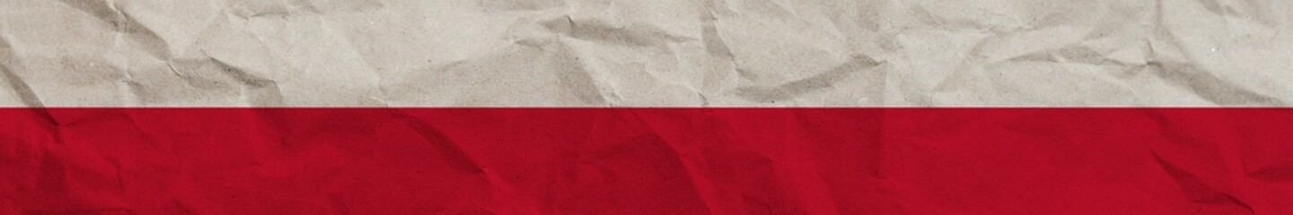 Poland Long Horizontal Banner Flag Paper Texture Effect Illustration