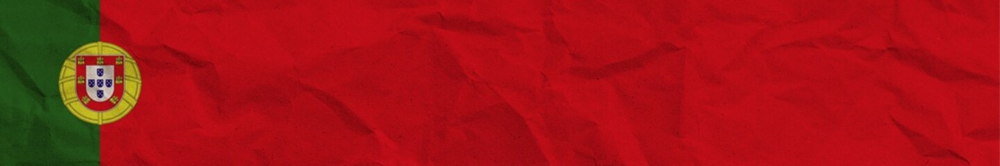 Portugal Long Horizontal Banner Flag Paper Texture Effect Illustration