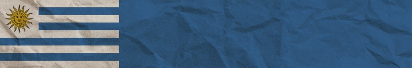 Obraz premium Uruguay Long Horizontal Banner Flag Paper Texture Effect Illustration
