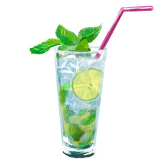 mojito cocktail isolated on white