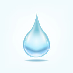 Water splashes, blue liquid Mineral Water droplet. Transparent vector water splash and water drop on light background.