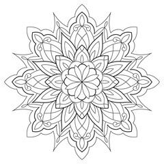 Vector Beautiful Handdrawn Mandala, Patterned Design Element on watercolor background