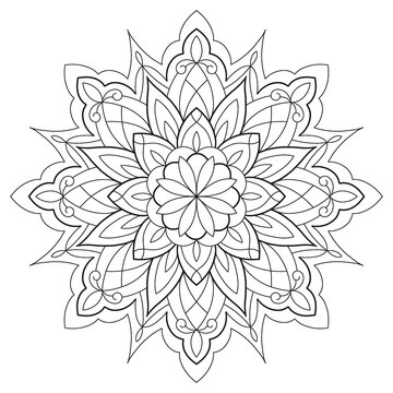 Vector Beautiful Handdrawn Mandala, Patterned Design Element on watercolor background