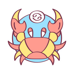 Isolated cancer icon colored zodiac sign Vector