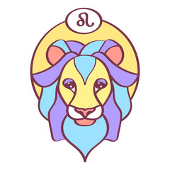 Isolated leo icon colored zodiac sign Vector
