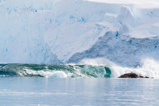 A massive series of waves formed after a huge calving event from the glacier in Neko Harbor