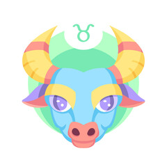 Isolated taurus icon colored zodiaz sign Vector