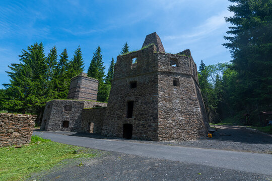 Ancient Lime works in the Ore Mountain Mining Region, UNESCO World Heritage Site, Kovarska (Schmiedeberg), Czech Republic