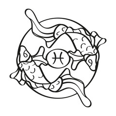 Isolated pisces icon outline zodiac sign Vector