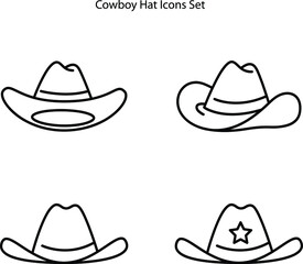 cowboy hat icons set  isolated on white background. cowboy hat icon thin line outline linear cowboy hat symbol for logo, web, app, UI. cowboy hat icon simple sign.