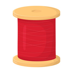 Spool of red thread isolated on white. Vector illustration