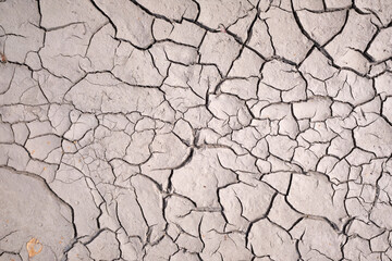 Area of Dried Land Suffering from Drought, ground cracks. texture of grungy dry cracking parched earth...